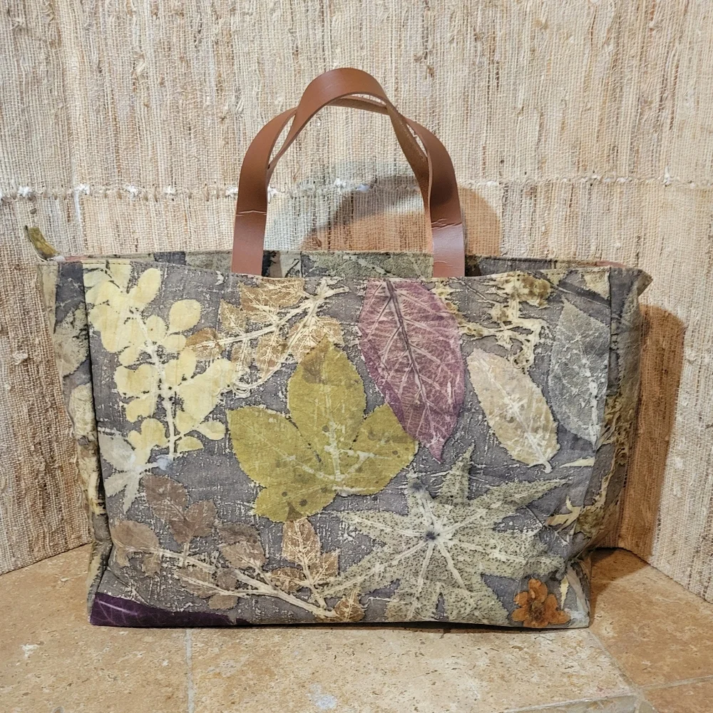 Unbranded Handmade Granny Square Zippered Botanical Tote